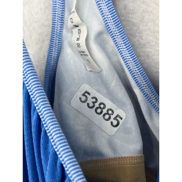 LULULEMON Tank Top 6 M No Limits Racerback Circle Mesh Shelf Bra Yoga Gym Blue - Picture 12 of 12